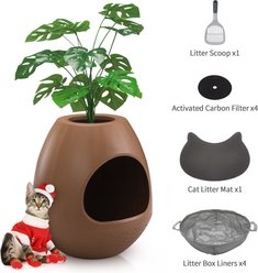 Coziwow 8-in-1 Eggloa6 Hidden Cat Litter Box Enclosure Planter, Brown