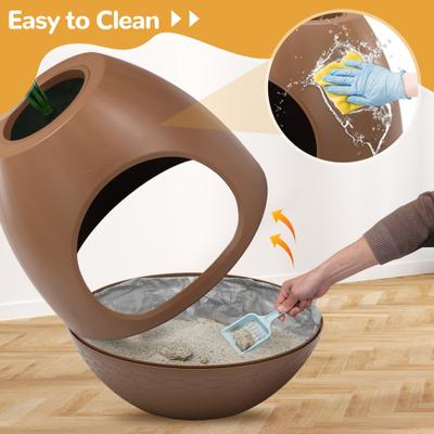 Show full view: Coziwow 8-in-1 Eggloa6 Hidden Cat Litter Box Enclosure Planter, Brown slide 5 of 10