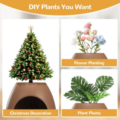 Show full view: Coziwow 8-in-1 Eggloa6 Hidden Cat Litter Box Enclosure Planter, Brown slide 7 of 10