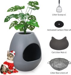Coziwow 8-in-1 Eggloa6 Hidden Cat Litter Box Enclosure Planter, Grey