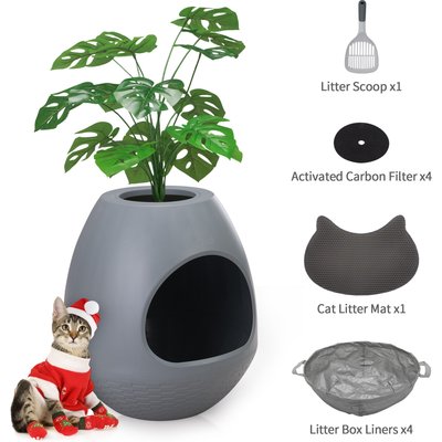 Coziwow Coziwow 8-in-1 Eggloa6 Hidden Cat Litter Box Enclosure Planter, Grey