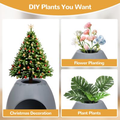 Show full view: Coziwow 8-in-1 Eggloa6 Hidden Cat Litter Box Enclosure Planter, Grey slide 8 of 10