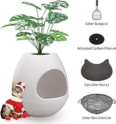 Coziwow 8-in-1 Eggloa6 Hidden Cat Litter Box Enclosure Planter, White