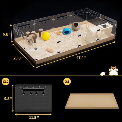Show full view: Coziwow Acrylic Guinea Pig Cage Hamster Enclosure with Disposable Bottom, 48-in slide 2 of 11
