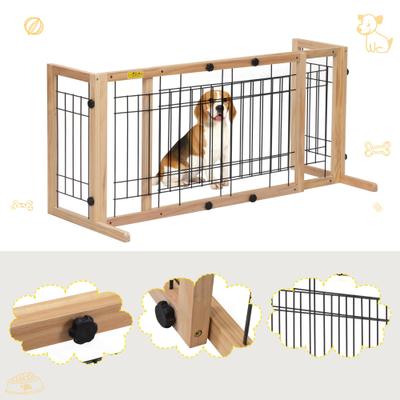 Show full view: Coziwow Adjustable Freestanding Dog Gate, Wood slide 5 of 10