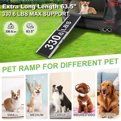 Show full view: Coziwow Aluminum 2-Fold Design Climbing Ladder with Handles Dog Car Step Ramp, Black, 63.5 x 16.7 x 2.2-in slide 6 of 10