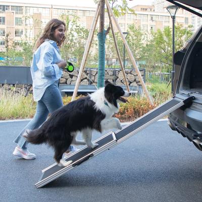 Show full view: Coziwow Aluminum 2-Fold Design Climbing Ladder with Handles Dog Car Step Ramp, Black, 63.5 x 16.7 x 2.2-in slide 9 of 10