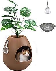 Coziwow Artificial Plant Hidden Cat Litter Box Enclosure, Brown