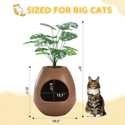 Show full view: Coziwow Artificial Plant Hidden Cat Litter Box Enclosure, Brown slide 4 of 9