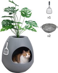 Coziwow Artificial Plant Hidden Cat Litter Box Enclosure, Grey