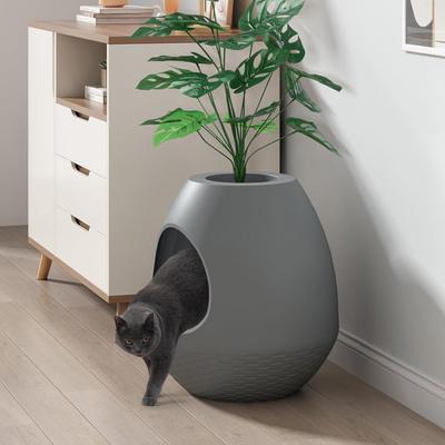 Show full view: Coziwow Artificial Plant Hidden Cat Litter Box Enclosure, Grey slide 8 of 9