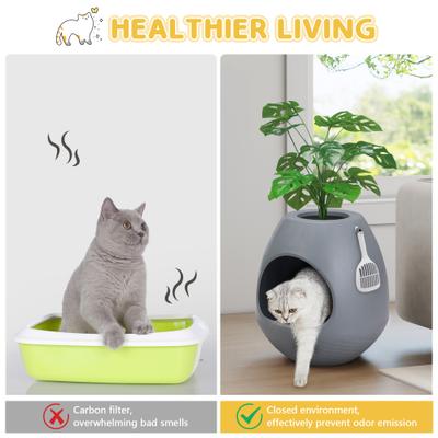 Show full view: Coziwow Artificial Plant Hidden Cat Litter Box Enclosure, Grey slide 7 of 9