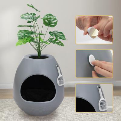 Show full view: Coziwow Artificial Plant Hidden Cat Litter Box Enclosure, Grey slide 6 of 9