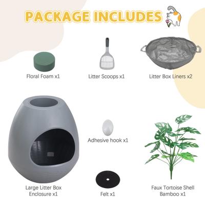 Show full view: Coziwow Artificial Plant Hidden Cat Litter Box Enclosure, Grey slide 5 of 9