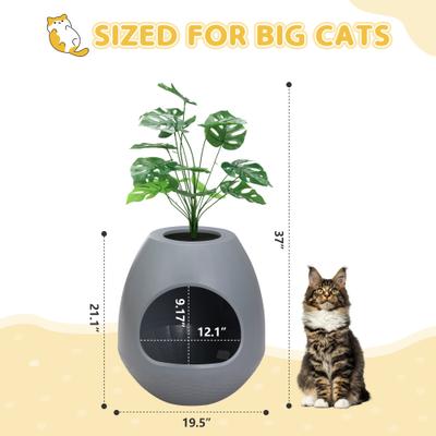 Show full view: Coziwow Artificial Plant Hidden Cat Litter Box Enclosure, Grey slide 3 of 9
