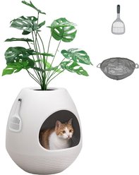 Coziwow Artificial Plant Hidden Cat Litter Box Enclosure, White