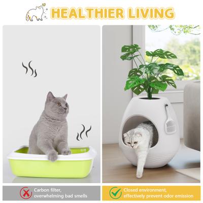 Show full view: Coziwow Artificial Plant Hidden Cat Litter Box Enclosure, White slide 7 of 8