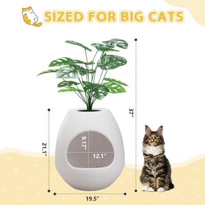 Show full view: Coziwow Artificial Plant Hidden Cat Litter Box Enclosure, White slide 3 of 8