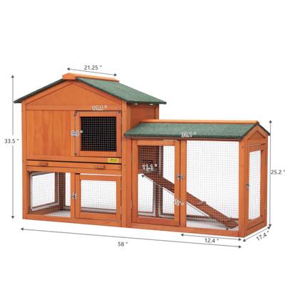 Show full view: Coziwow by Jaxpety 2-Tier Outdoor Wooden Rabbit Hutch with Ramp, Orange slide 2 of 11
