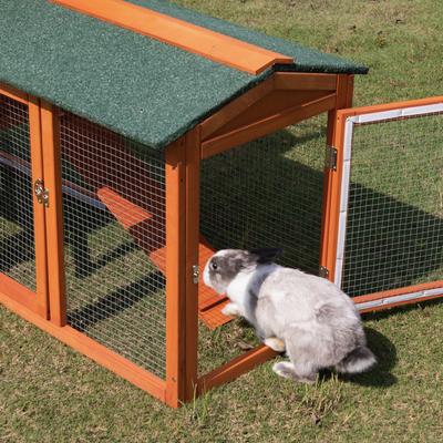 Show full view: Coziwow by Jaxpety 2-Tier Outdoor Wooden Rabbit Hutch with Ramp, Orange slide 5 of 11