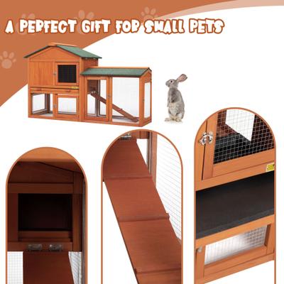Show full view: Coziwow by Jaxpety 2-Tier Outdoor Wooden Rabbit Hutch with Ramp, Orange slide 7 of 11