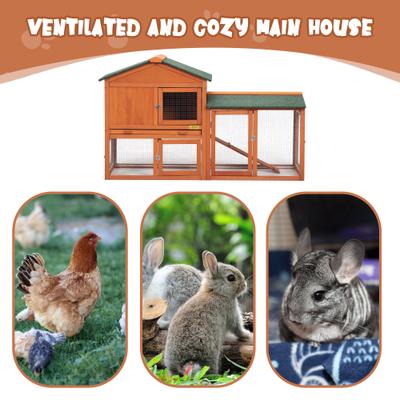 Show full view: Coziwow by Jaxpety 2-Tier Outdoor Wooden Rabbit Hutch with Ramp, Orange slide 8 of 11