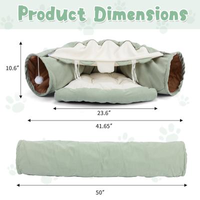 Show full view: Coziwow by Jaxpety Collapsible Cat Tunnel Bed, Green slide 3 of 12
