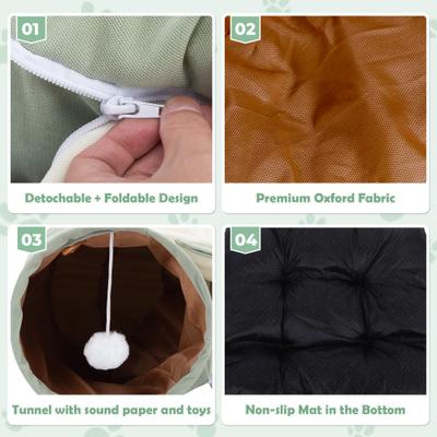 Show full view: Coziwow by Jaxpety Collapsible Cat Tunnel Bed, Green slide 6 of 12