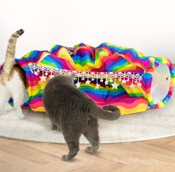 Coziwow by Jaxpety Collapsible Cat Tunnel Bed, Rainbow