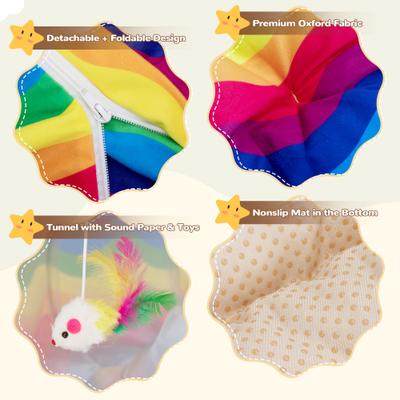 Show full view: Coziwow by Jaxpety Collapsible Cat Tunnel Bed, Rainbow slide 5 of 11