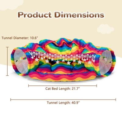Show full view: Coziwow by Jaxpety Collapsible Cat Tunnel Bed, Rainbow slide 2 of 11