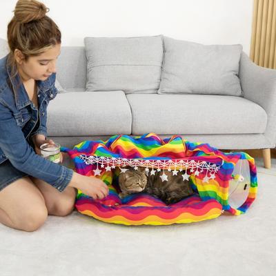 Show full view: Coziwow by Jaxpety Collapsible Cat Tunnel Bed, Rainbow slide 3 of 11