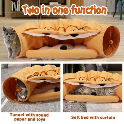 Show full view: Coziwow by Jaxpety Collapsible Cat Tunnel Bed, Yellow slide 7 of 11