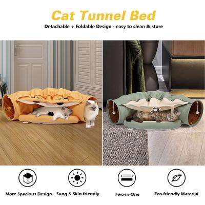 Show full view: Coziwow by Jaxpety Collapsible Cat Tunnel Bed, Yellow slide 9 of 11