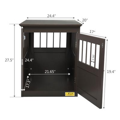 Show full view: Coziwow by Jaxpety Single Door Furniture Style Wooden Dog Crate & End Table, Brown slide 3 of 11