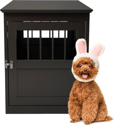 Show full view: Coziwow by Jaxpety Single Door Furniture Style Wooden Dog Crate & End Table, Brown slide 4 of 11