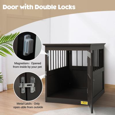 Show full view: Coziwow by Jaxpety Single Door Furniture Style Wooden Dog Crate & End Table, Brown slide 7 of 11