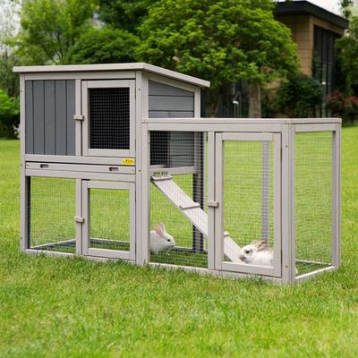 Show full view: Coziwow by Jaxpety Wooden Rabbit Hutch Bunny Cage Two Story Habitats slide 2 of 11