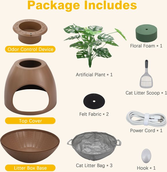 Coziwow Cat Litter Box Plant Hidden with Smart Odor Removal System & Scoop