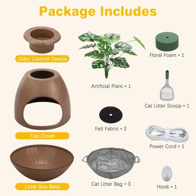 Coziwow Cat Litter Box Plant Hidden with Smart Odor Removal System & Scoop