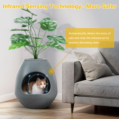 Show full view: Coziwow Cat Litter Box Plant Hidden with Smart Odor Removal System & Scoop, Grey slide 4 of 11