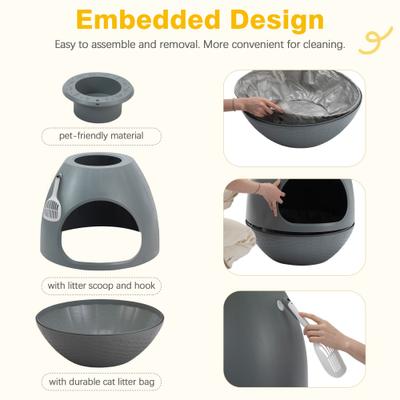 Show full view: Coziwow Cat Litter Box Plant Hidden with Smart Odor Removal System & Scoop, Grey slide 8 of 11