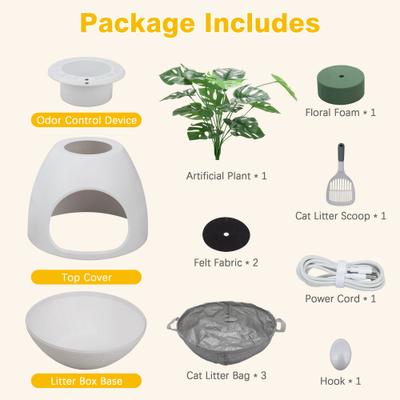 Show full view: Coziwow Cat Litter Box Plant Hidden with Smart Odor Removal System & Scoop, White slide 3 of 9