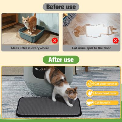 Show full view: Coziwow Cat Litter Trapping Mat Double Layer Urine Proof slide 3 of 11