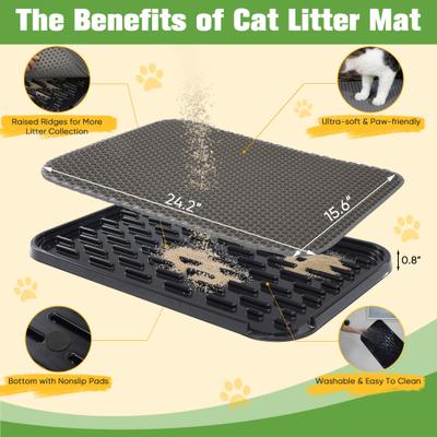 Show full view: Coziwow Cat Litter Trapping Mat Double Layer Urine Proof slide 4 of 11