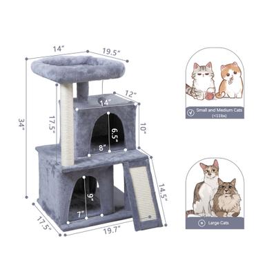 Show full view: Coziwow Cat Tree & Condo with Toy, 34-inch, Grey slide 2 of 11