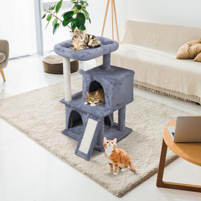 Show full view: Coziwow Cat Tree & Condo with Toy, 34-inch, Grey slide 3 of 11
