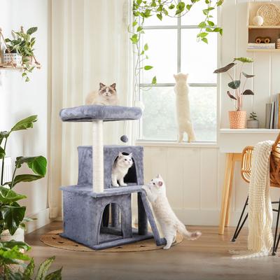 Show full view: Coziwow Cat Tree & Condo with Toy, 34-inch, Grey slide 9 of 11