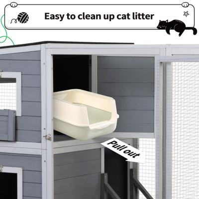 Show full view: Coziwow Catio Wooden Outdoor Cat Playpen, Large, Gray slide 8 of 10