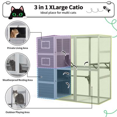 Coziwow Catio Wooden Outdoor Cat Playpen, Large